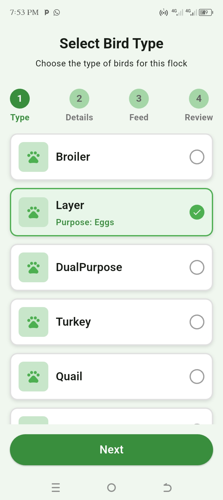 Poultry Intel Manager multiple flock and bird type management
